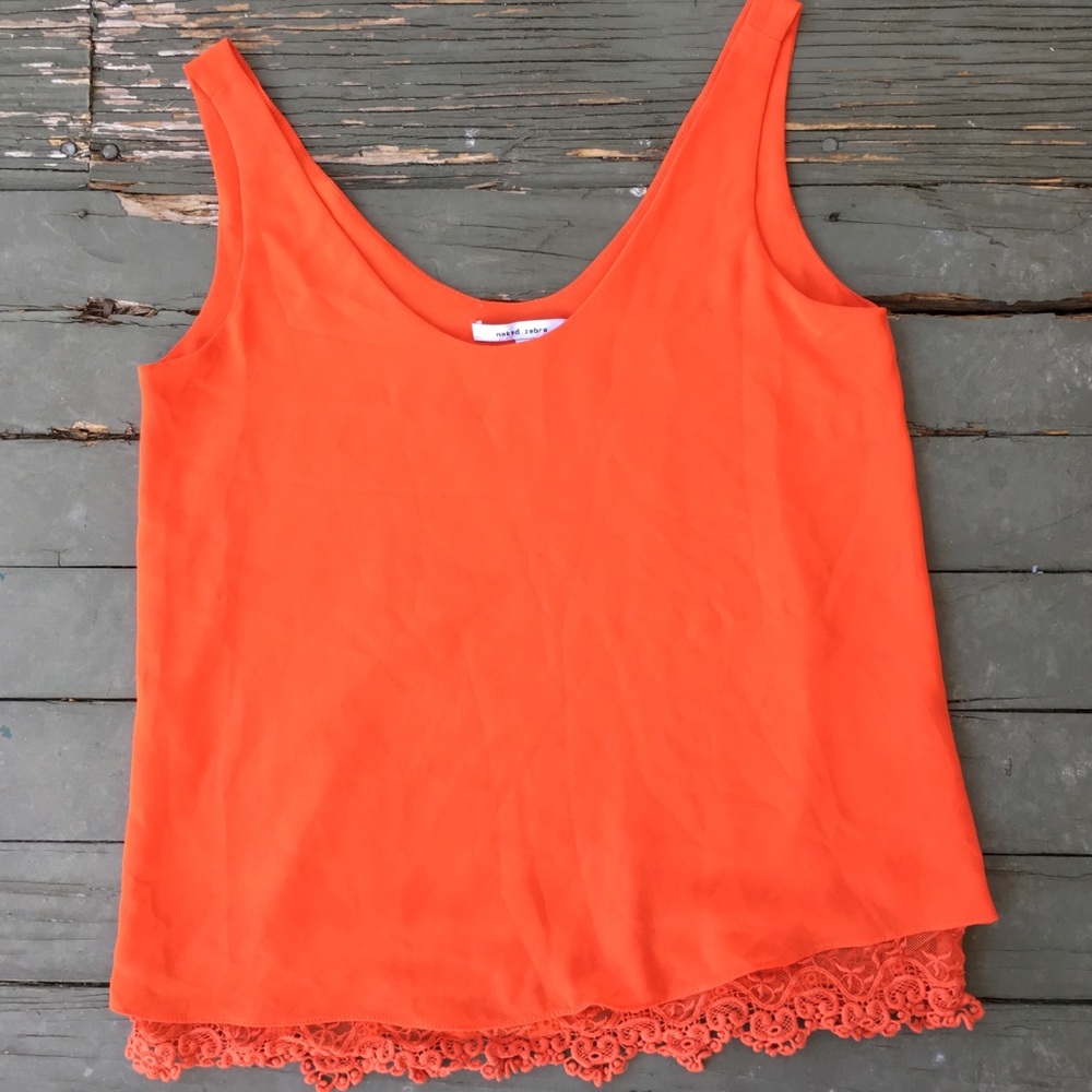 Naked Zebra Bright Orange Crepe Top